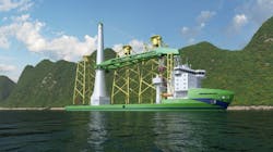 The Green Jade offshore heavy-lift installation vessel was constructed in 2022. The Green Jade offshore heavy-lift installation vessel was constructed in 2022.