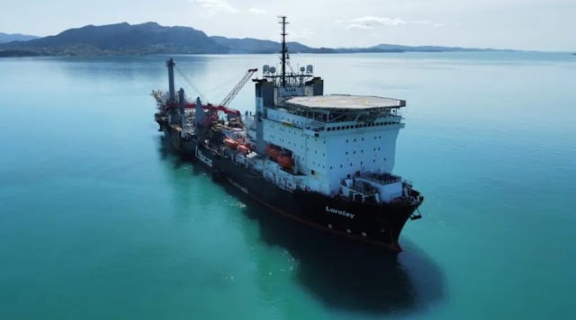 Allseas says Lorelay is a versatile vessel optimized for the execution of small and medium diameter pipeline projects of any length in unlimited water depths, and for associated work such as the installation of risers and subsea protection frames.