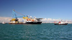 The Saipem 3000 vessel completed installation of the foundation piles in late summer. The Saipem 3000 vessel completed installation of the foundation piles in late summer.