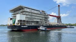 Sandpiper is a flat-bottom, anchored barge for shallow-water offshore construction activities, purchased by Allseas in 2022 and upgraded for pipelaying in 2022/23. Sandpiper is a flat-bottom, anchored barge for shallow-water offshore construction activities, purchased by Allseas in 2022 and upgraded for pipelaying in 2022/23.