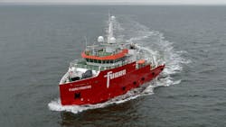 Fugro's geophysical survey vessel, the Fugro Frontier, is currently on site in the Baltic Sea. Fugro's geophysical survey vessel, the Fugro Frontier, is currently on site in the Baltic Sea.