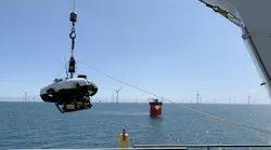Launching the A.IKANBILIS Hovering AUV (HAUV) at the Deutsche Bucht offshore wind farm.