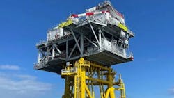 An Offshore Ram Luffing type crane is on the Neart na Gaoithe (NnG) substation. An Offshore Ram Luffing type crane is on the Neart na Gaoithe (NnG) substation.