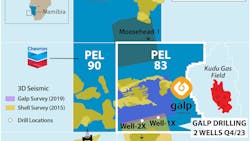 The blue areas represent Custos Energy's assets, with prospect areas highlighted in dark yellow. The blue areas represent Custos Energy's assets, with prospect areas highlighted in dark yellow.