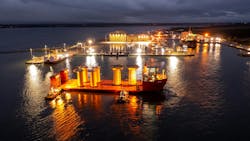 Moray West transition pieces arriving at Port of Nigg Moray West transition pieces arriving at Port of Nigg