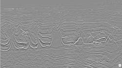 The full-stack KPSDM line above illustrates the excellent imaging of presalt and complex salt provided by this dataset. The full-stack KPSDM line above illustrates the excellent imaging of presalt and complex salt provided by this dataset.