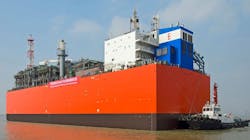 The EXMAR FSRU (now the Eemshaven) is pictured shortly after launch in China. The underwater hull (brown paint) is fully protected with Ecolock, and Subsea Industries says this has lasted in pristine condition for more than seven years and shows no sign of degradation or loss of thickness. The EXMAR FSRU (now the Eemshaven) is pictured shortly after launch in China. The underwater hull (brown paint) is fully protected with Ecolock, and Subsea Industries says this has lasted in pristine condition for more than seven years and shows no sign of degradation or loss of thickness.