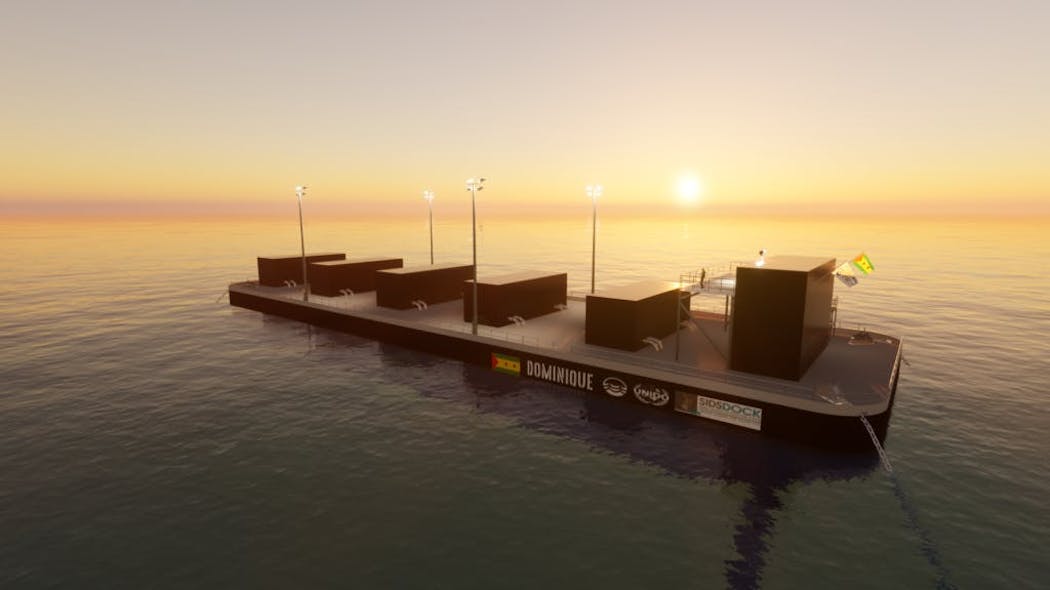 Global OTEC has designed a commercial-scale system to meet small islands&rsquo; need for affordable renewable energy by using Ocean Energy Thermal Conversion (OTEC) &ndash; to convert the solar heat energy stored in the ocean into power. Global OTEC aims to have its first barge-based OTEC system, named Dominique (pictured), operational by year-end 2025 offshore S&atilde;o Tom&eacute; and Pr&iacute;ncipe.
