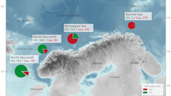 The NPD map highlights oil and gas in place in tight reservoirs distributed by ocean area (data as of Dec. 6). All figures are stated in million standard cubic meters of oil equivalent. The NPD map highlights oil and gas in place in tight reservoirs distributed by ocean area (data as of Dec. 6). All figures are stated in million standard cubic meters of oil equivalent.