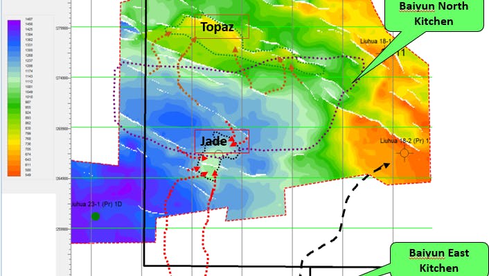 Proven and interpreted migration pathways from Baiyun Sag East