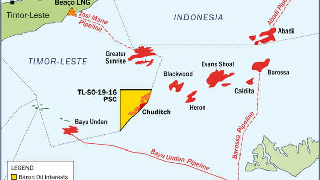 The solid red lines near the Chuditch area are existing pipelines and dotted red lines represent planned pipelines.