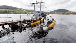 The photo of the OPT Wave Adaptive Modular Vehicle (WAM-V -16) was taken at the end of April 2023 at Loch Ness, Scotland, during trials on the loch to scan it using the UXO detecting technology. The photo of the OPT Wave Adaptive Modular Vehicle (WAM-V -16) was taken at the end of April 2023 at Loch Ness, Scotland, during trials on the loch to scan it using the UXO detecting technology.