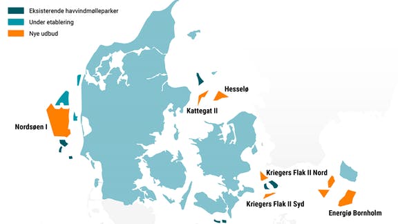 Existing offshore wind farms and wind farms in tender and under construction
