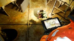 The UAV pilot prepares to fly the collision tolerant drone into a confined space area. The systems 4K camera provides high-quality images that allows the inspector to efficiently assess and confirm the structures condition in real time, while footage is recorded to allow post-inspection data analysis to be performed. The UAV pilot prepares to fly the collision tolerant drone into a confined space area. The systems 4K camera provides high-quality images that allows the inspector to efficiently assess and confirm the structures condition in real time, while footage is recorded to allow post-inspection data analysis to be performed.