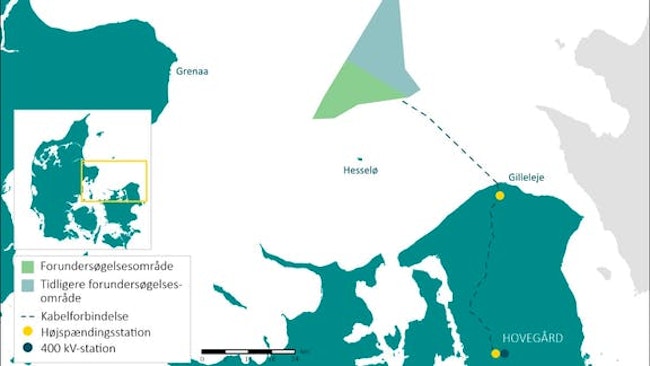 Plan and feasibility study area for Hesselø Offshore Wind Farm