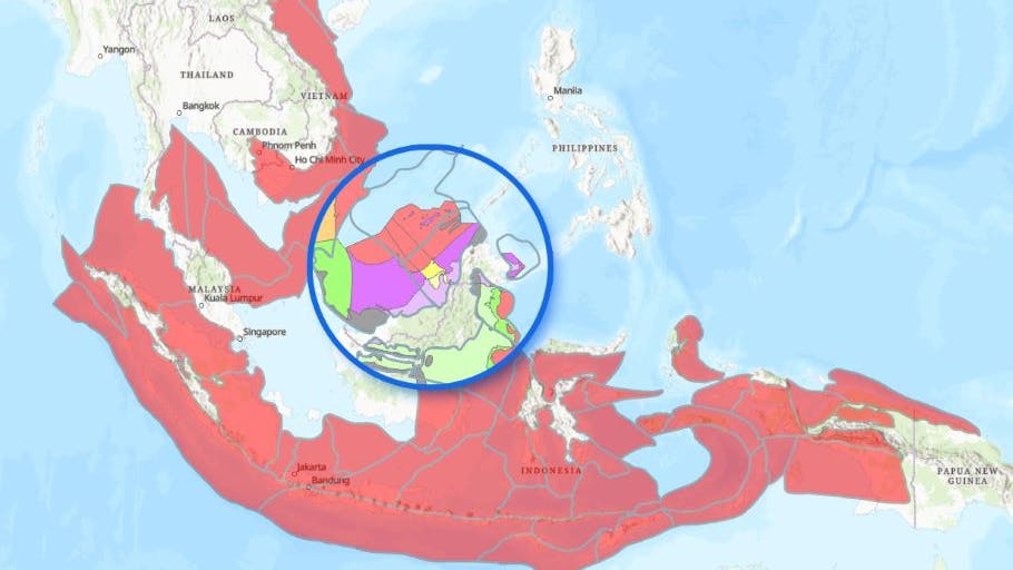 Overview of basins covered by the Southeast Asia Carbon Storage Study and snapshot of storage play segmentation