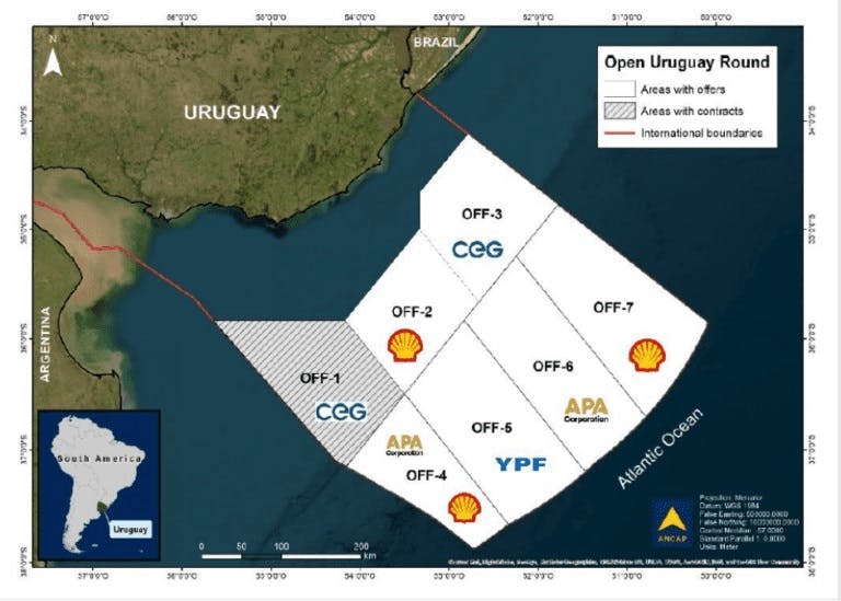Challenger Energy is the holder of two offshore exploration licences in Uruguay- the AREA OFF-1 and AREA OFF-3 blocks. Together the two blocks represent a total of about 28,000 km2, which is the second largest offshore acreage holding in Uruguay, according to Challenger. Challenger Energy is the holder of two offshore exploration licences in Uruguay- the AREA OFF-1 and AREA OFF-3 blocks. Together the two blocks represent a total of about 28,000 km2, which is the second largest offshore acreage holding in Uruguay, according to Challenger.