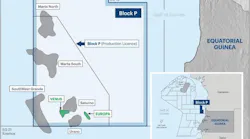 The green areas on this Block P map reflect proven oil fields, while the gray regions are prospects. The green areas on this Block P map reflect proven oil fields, while the gray regions are prospects.