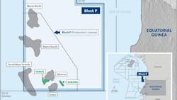 The green areas on this Block P map reflect proven oil fields, while the gray regions are prospects. The green areas on this Block P map reflect proven oil fields, while the gray regions are prospects.