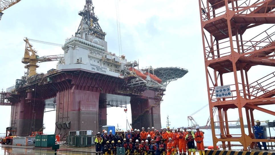 Transocean Equinox semi-submersible drilling rig in Singapore