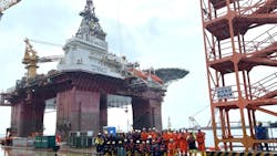 Transocean Equinox semi-submersible drilling rig in Singapore