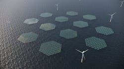 Wind farm incorporating floating solar power plant Wind farm incorporating floating solar power plant