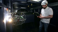 Interocean NDT Inspector and UAV Pilot Alex Wilson demonstrates the Elios 3 UT drone. Interocean NDT Inspector and UAV Pilot Alex Wilson demonstrates the Elios 3 UT drone.