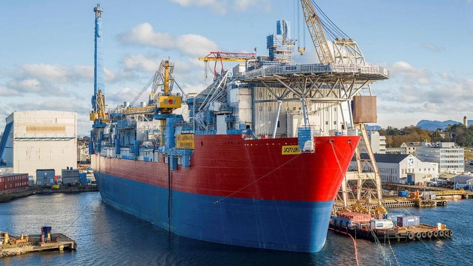Var Energi said the Jotun FPSO is about 95% complete, 'slightly behind the revised schedule, and completion of the project is in sight.'