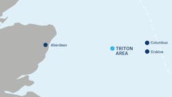 The Triton area consists of eight producing oil fields in the North Sea.