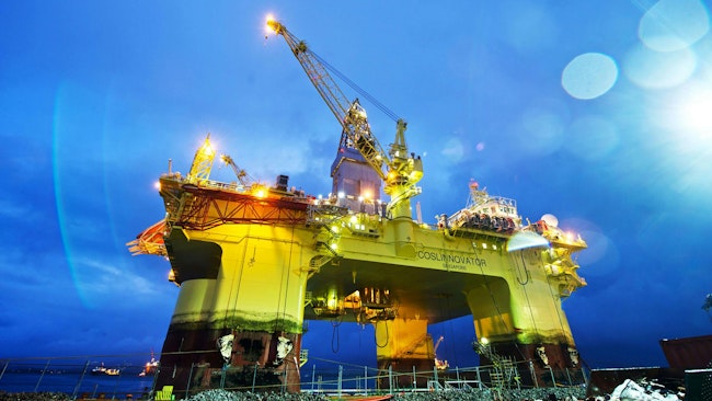 China Oilfield Services Ltd. (COSL) has maintained its top spot in the top 10 drillers list by expanding its managed rig fleet size to 67 units. Shown here is the harsh environment semisubmersible rig COSLInnovator, which recently won a two-year contract from Equinor starting in 2Q 2025.