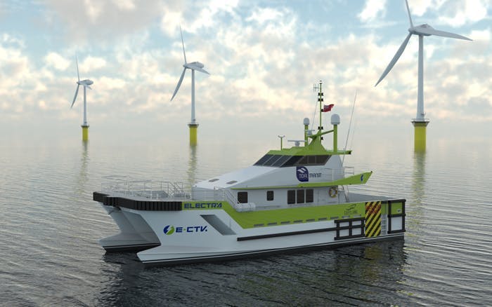 A CTV&rsquo;s diesel engines will be replaced with a zero-emissions Volvo Penta technology to create the world&rsquo;s first retrofitted electric-CTV, the company said.