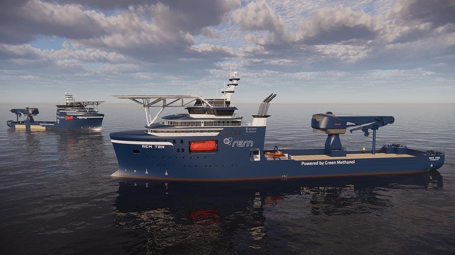 REM Offshore says the new ESCV will run on green methanol and batteries and will be the first vessel to perform heavy construction work in both offshore wind and subsea with net-zero emissions.