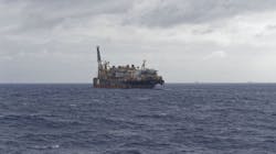 An FPSO owned by Petrobras on the Albacora Field in the Campos Basin offshore Brazil