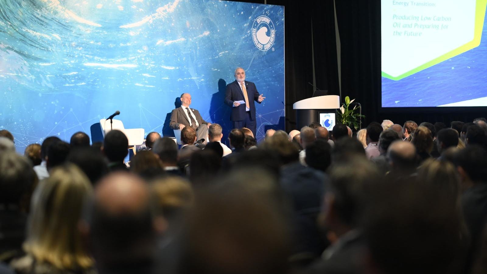 Petrobras President and CEO Jean Paul Terra Prates participates in an executive dialogue on energy transition at OTC 2024.