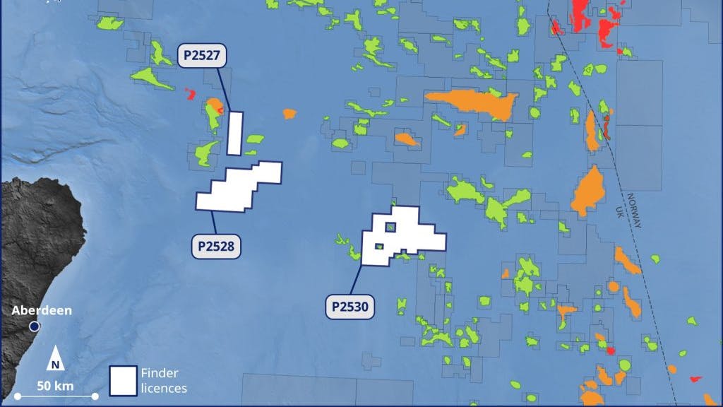 Some of Finder Energy's current licenses in the North Sea