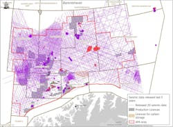Overview of released 2D data in the Barents Sea over the last five years Overview of released 2D data in the Barents Sea over the last five years