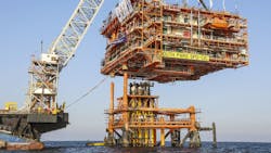 The HL5000 barge installed the 2,500-ton Platform 13C at the South Pars Phase 13 complex in the Persian Gulf. (Photo from 2020) The HL5000 barge installed the 2,500-ton Platform 13C at the South Pars Phase 13 complex in the Persian Gulf. (Photo from 2020)