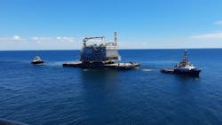 Pioneering Spirit has completed her first assignment of the 2024 lift season with the installation of the offshore substation for the Eoliennes en Mer Iles d&rsquo;Yeu et de Noirmoutier wind farm project offshore France.