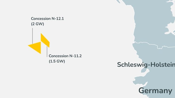 Located in the North Sea, about 120 km northwest of the German island of Heligoland, concession N-11.2 covers an area of about 156 sq km.