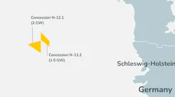 Located in the North Sea, about 120 km northwest of the German island of Heligoland, concession N-11.2 covers an area of about 156 sq km.