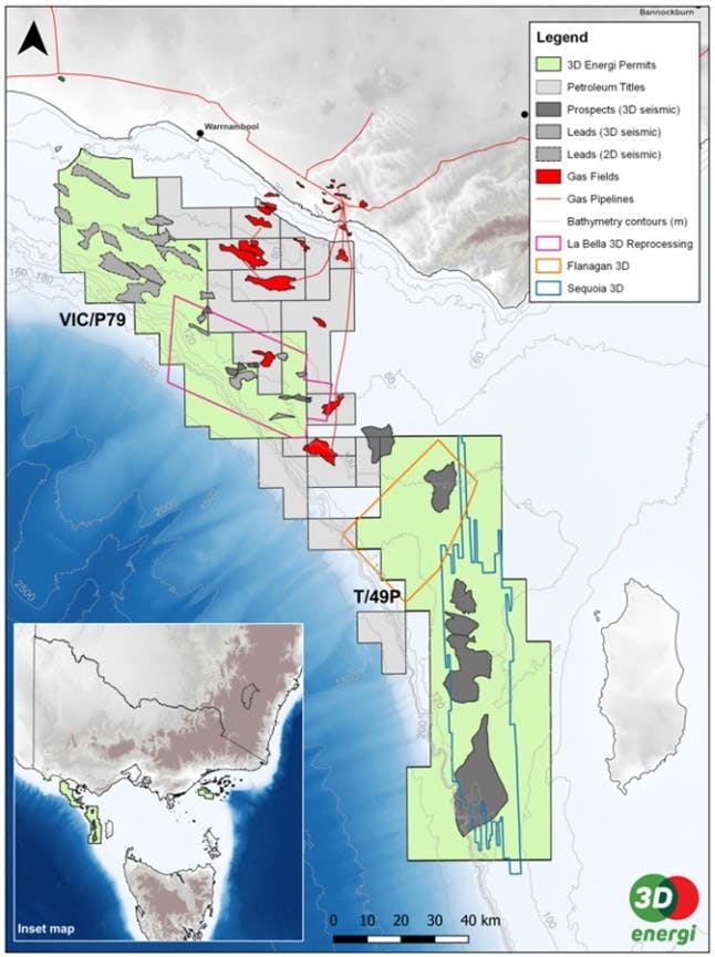 VIC/P79 and T/49P exploration permits and 3D seismic surveys