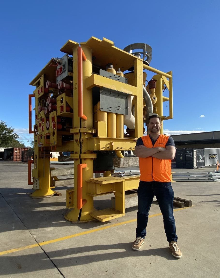 Pivotree MD Chris Merrick with a prototype Pivotree MD Chris Merrick with a prototype