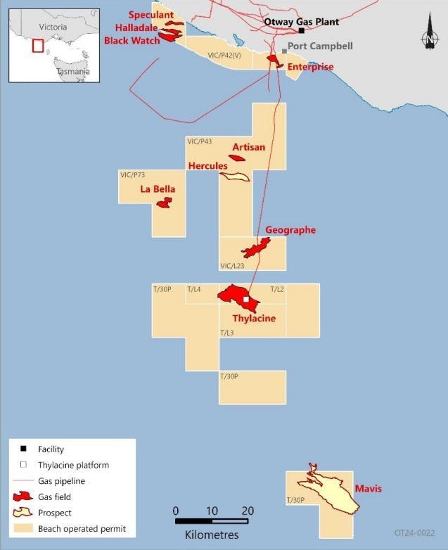 Otway Basin total gas and gas liquids production of 1.4 MMboe was 31% above the prior quarter due to higher customer nominations and first gas from the Enterprise field, according to Beach Energy's FY24 Fourth Quarter Activities Report. Otway Basin total gas and gas liquids production of 1.4 MMboe was 31% above the prior quarter due to higher customer nominations and first gas from the Enterprise field, according to Beach Energy's FY24 Fourth Quarter Activities Report.