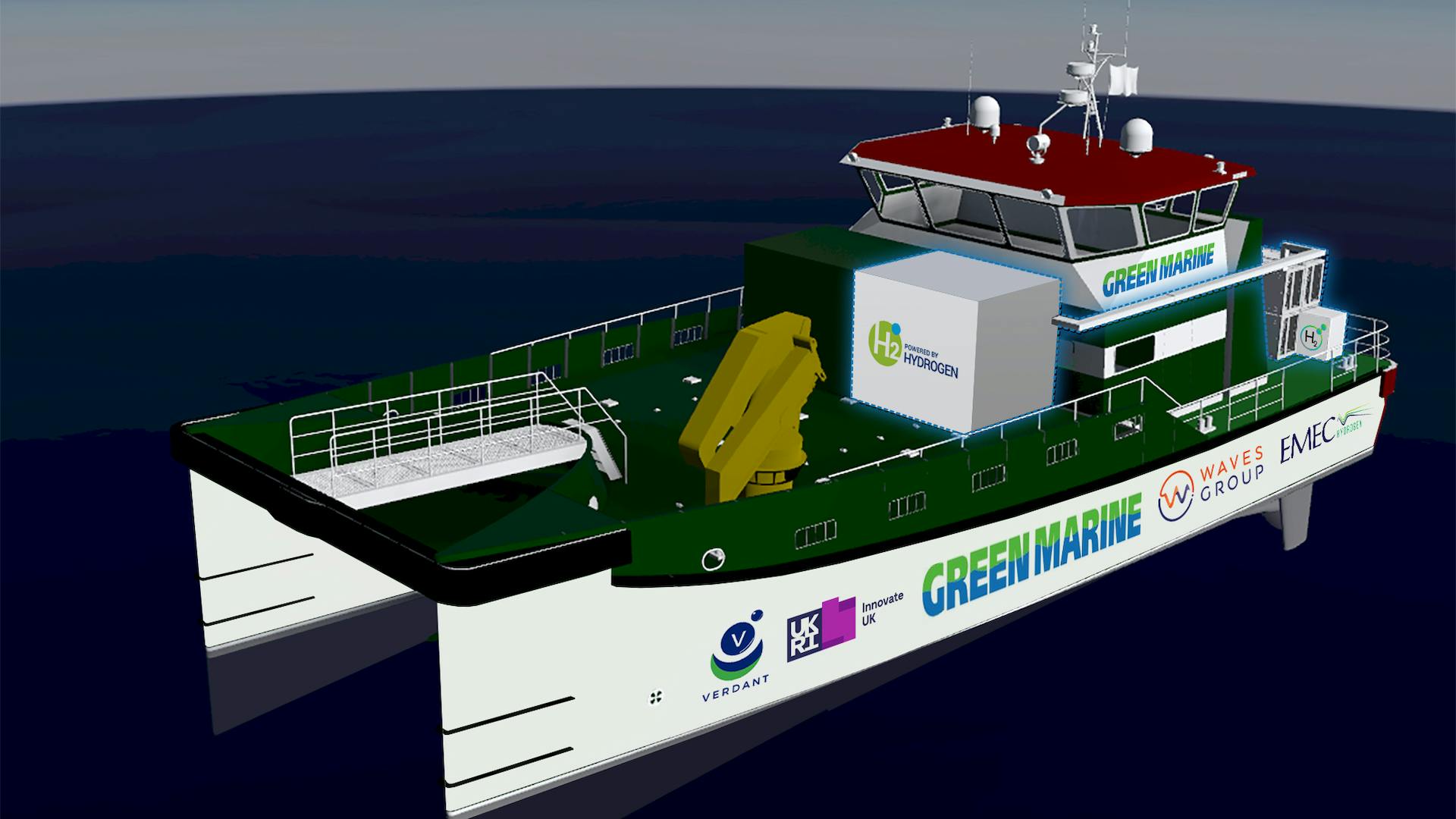 The goal of Project Verdant is to retrofit a CTV with hydrogen fuel cells in order to cut CO2 and NOx emissions while servicing offshore wind farms.