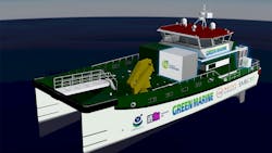 The goal of Project Verdant is to retrofit a CTV with hydrogen fuel cells in order to cut CO2 and NOx emissions while servicing offshore wind farms. The goal of Project Verdant is to retrofit a CTV with hydrogen fuel cells in order to cut CO2 and NOx emissions while servicing offshore wind farms.