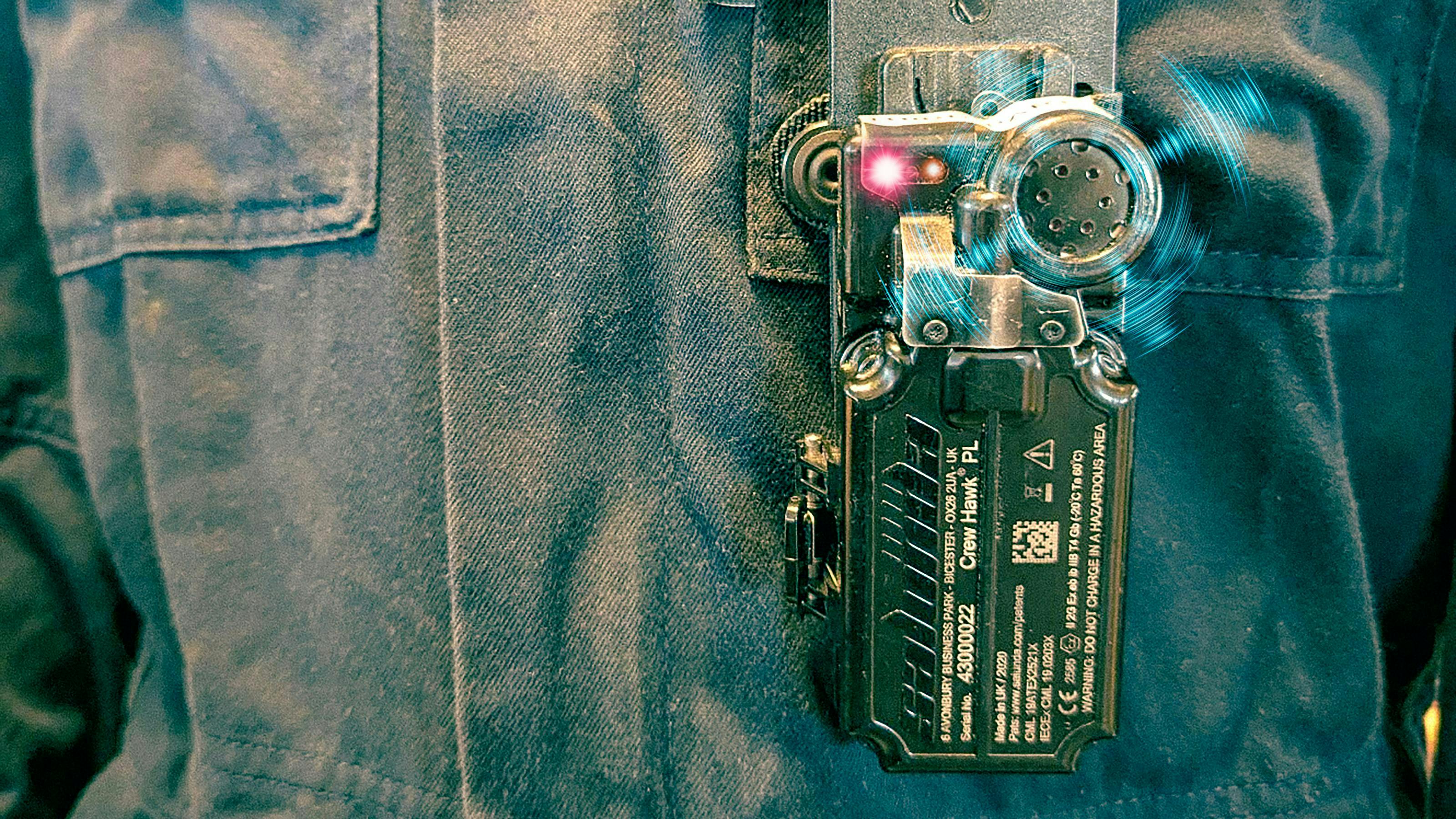 Salunda’s wearable Crew Hawk device Salunda’s wearable Crew Hawk device