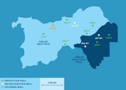 Kosmos reported first-quarter 2024 gross oil production of ~92,900 bbl/d at Jubilee. Kosmos reported first-quarter 2024 gross oil production of ~92,900 bbl/d at Jubilee.