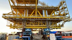 Sarens Subsea7 floatover operation Sarens Subsea7 floatover operation