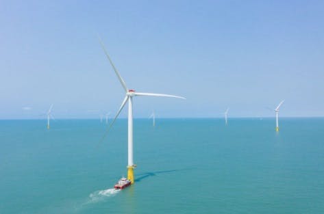 The Yunlin offshore wind farm's first wind turbines were electrified in November 2021. The Yunlin offshore wind farm's first wind turbines were electrified in November 2021.