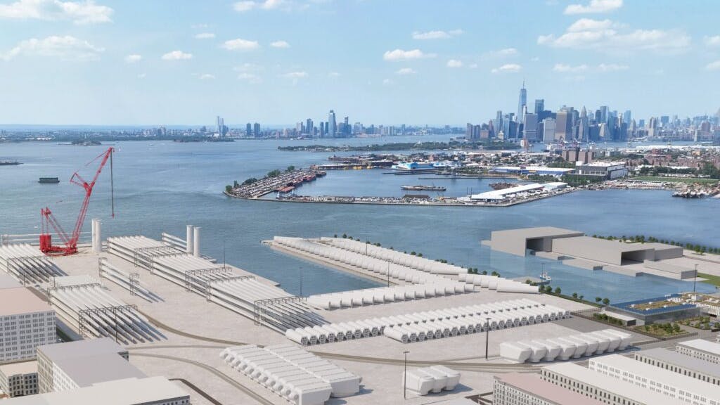 Rendering of the South Brooklyn Marine Terminal (SBMT) in Sunset Park, New York, which is set to become one of the nation&rsquo;s largest dedicated port facilities for offshore wind development.